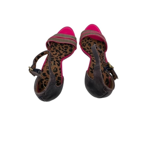 Jessica Simpson Jessies Blue Pink Striped Heeled Sandals Size 10 Women’s - Picture 5 of 9